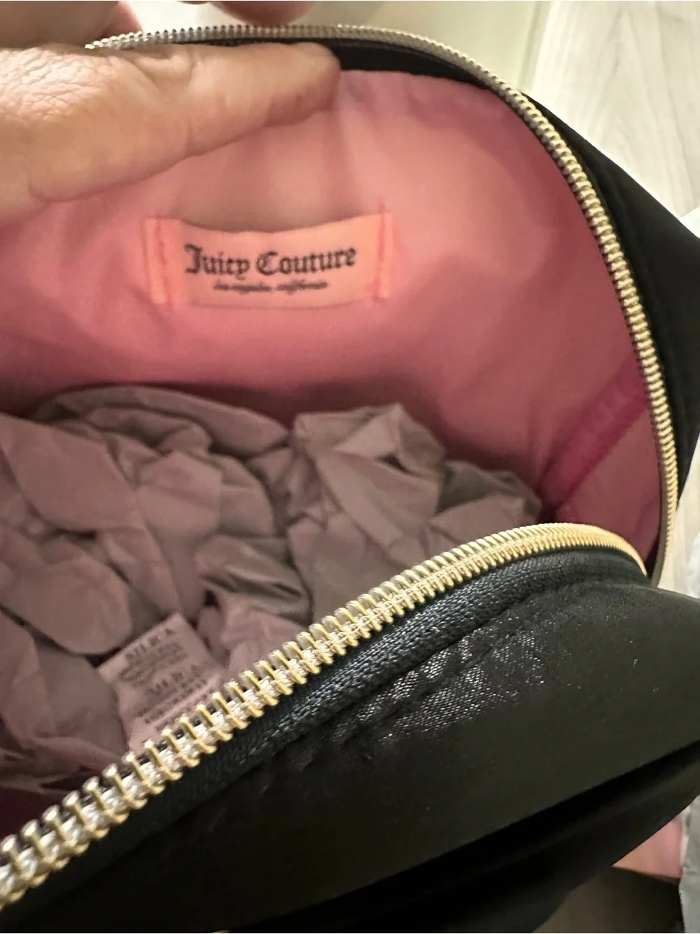 Juicy Couture Black Heart Logo Bow Cosmetic Pouch